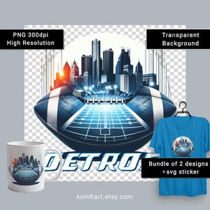 DETROIT Fan PNG Stadt Silhouette. City Poster für American Football Fan. Geschenk Druck SVG Detroit Sticker. Spieltag Mama