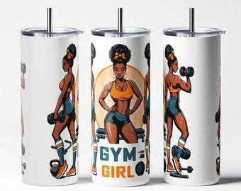 Gym Girl Tumbler Wrap: Sport Fan Design (Digital Download)
