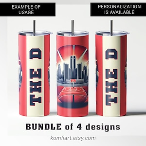 Big D Dallas city and ball fan wrap 20oz tumbler creative design PNG. basketball lovers Personalized gift. Motor City Game day print