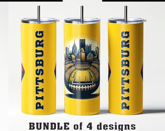 Ciudad de PITTSBURGH. Ilustración, diseño PNG para envoltorio de 20 oz. Descarga instantánea. Fines de semana de partido. Regalo para fans. Vaso personalizado.
