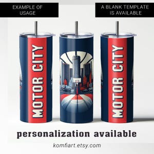 Motor City Detroit fan PNG tumbler template wrap 20oz. The D basketball sport fan PNG sublimation ready for print. Personalized gift
