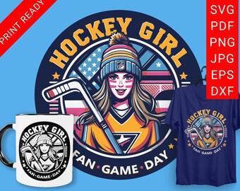 Hockey Girl SVG Bundle: Teen Hockey Stick Illustration (Print-Ready)