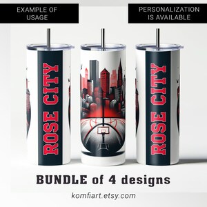 Rose City Portland city template tumbler wrap 20oz PNG. basketball sport PNG sublimation ready for fan. Basketball gift. Game day mom