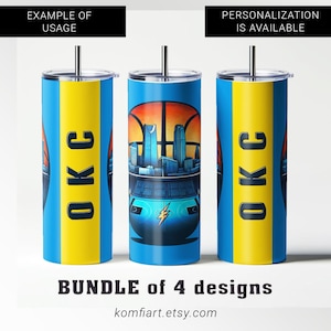 OKC Oklahoma City theme PNG tumbler wrap 20oz. basketball sport fan PNG sublimation ready for print. Sport gift.
