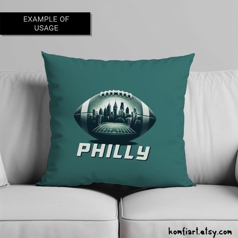 PHILADELPHIA city with ball creative poster. PNG for Wall Art, Mug, T-Shirt Sublimation. Dtf print ready. Gift for football lovers.