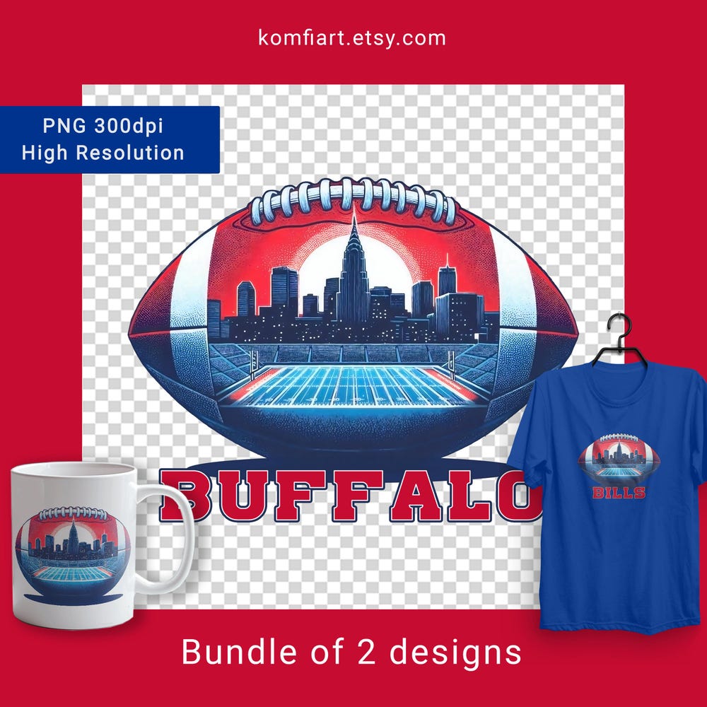 Buffalo Football City Team Png City Silhouette. Creative Poster For American Football Fan T-Shirts, Mugs, Pillows Design Fashion24Hs