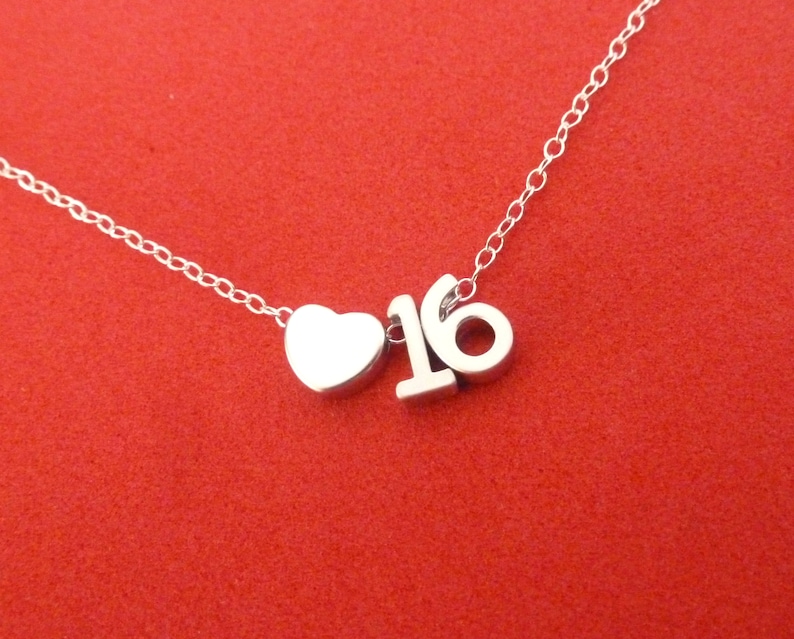 Sweet 16 Necklace Sweet 16 Jewelry Bday Gifts Heart Necklace 16th Birthday Gift Sweet 16 Gifts Custom Age Necklace Teen Necklace