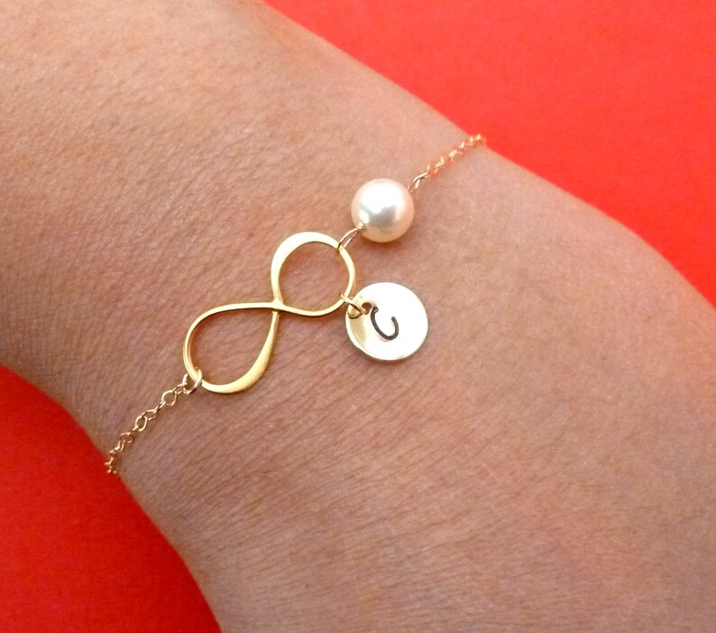 Personalized Infinity Bracelet Infinity Pearl Bracelet Etsy