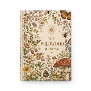 The Wildwood Journal | Botanical Mushroom & Butterfly Hardcover Notebook | Cottagecore Nature Journal image 1