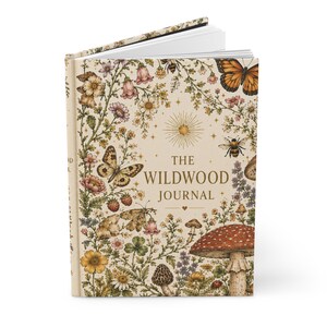 The Wildwood Journal | Botanical Mushroom & Butterfly Hardcover Notebook | Cottagecore Nature Journal image 3
