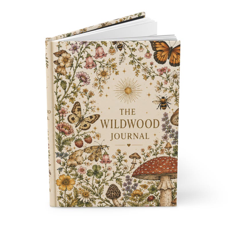 The Wildwood Journal | Botanical Mushroom & Butterfly Hardcover Notebook | Cottagecore Nature Journal image 3
