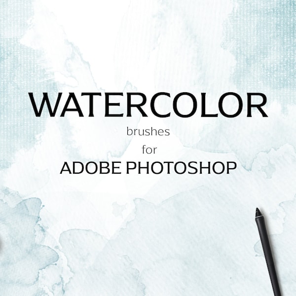 60 Watercolor Photoshop brush set, 5 Watercolor canvas paper for Adobe Photoshop, Photoshop brushes, Abstract background Brush set,
