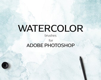 60 Watercolor Photoshop brush set, 5 Watercolor canvas paper for Adobe Photoshop, Photoshop brushes, Abstract background Brush set,