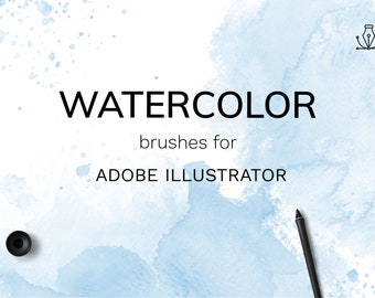44 Watercolor Illustrator brushes, Vector watercolor background brushes, Adobe Illustrator brushes, Watercolor background