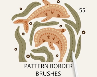 Procreate Pattern Border Brushes,  Digital Brush Set, Floral, Geometric, Hearts, Butterfly  Procreate Decorating Brushes, Procreate Stamps