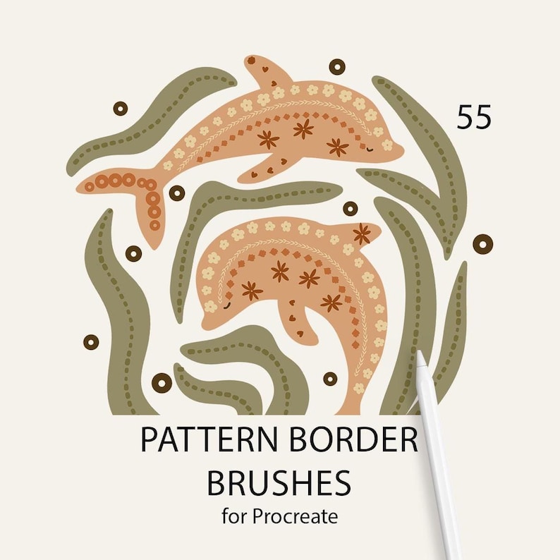Procreate Pattern Brushes: Floral, Geometric, Butterfly Stamps (Digital Brush Set) image 1