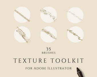 Pędzle tekstur Adobe Illustrator, zestaw narzędzi do rysowania ręcznego wektorów, pliki pędzli cyfrowych .AI
