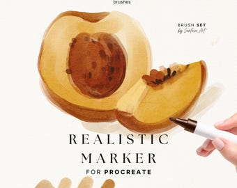 Procreate Marker Brushes, Realistic Digital Brush Set, Canvas Paper Texture, Procreate Brushes for Digital Drawing