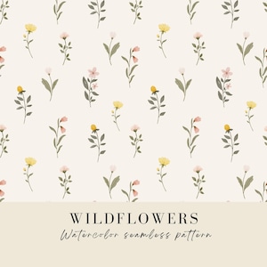 Aquarelle fleur transparente motif, floral papier numérique, botanique transparente motif PNG, fleurs sauvages design textile, aquarelle Clipart PNG