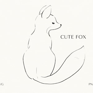 Line Art Fox SVG, Fox Clipart, Cute fox Illustration, Line Art Cute Animals Clipart - PNG, SVG - Commercial Use