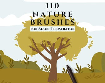 Adobe Illustrator Nature Brush Kit: Vector Foliage, Trees, Animals, Snowfall (AI File)