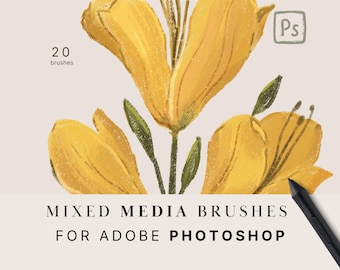 Photoshop Mixed Media Brush Kit: Gouache, Chalk, Pastel, Watercolor (ABR File)