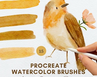 Procreate Watercolor Brushes: 15 Realistic Brush Set & Paper Textures Effect, iPad Brushes (Digital Download)