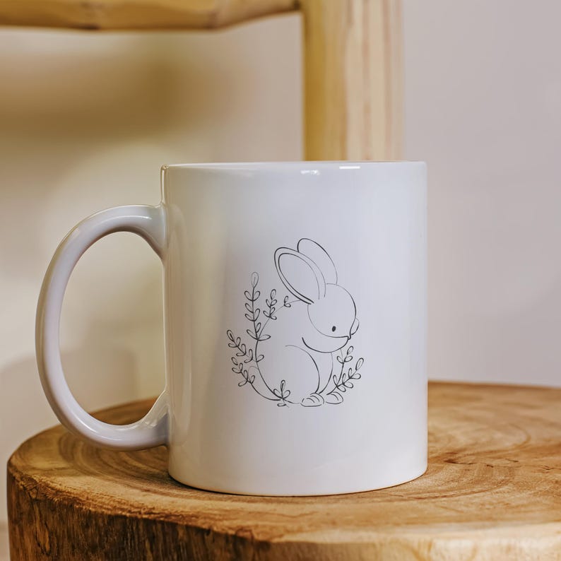 Line Art Bunny SVG, Floral Rabbit Clipart (PNG, SVG) - Etsy