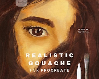 Realistic Gouache Procreate Brush Set, Canvas Textures (Digital Download)