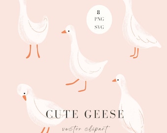 Hand-Drawn Goose Clipart: Adorable Nursery Art (PNG, SVG)
