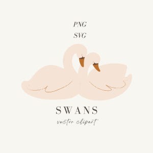 Set von Schwänen SVG, Entzückende Vektor-Schwäne-Illustration, Schwan Clipart, Hochzeitseinladung Clipart, handgezeichnete Vektor-Illustrationen, weiße Schwäne
