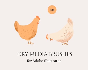 Adobe Illustrator Dry Media Brushes: Vector Splatter & Texture Strokes (AI File)