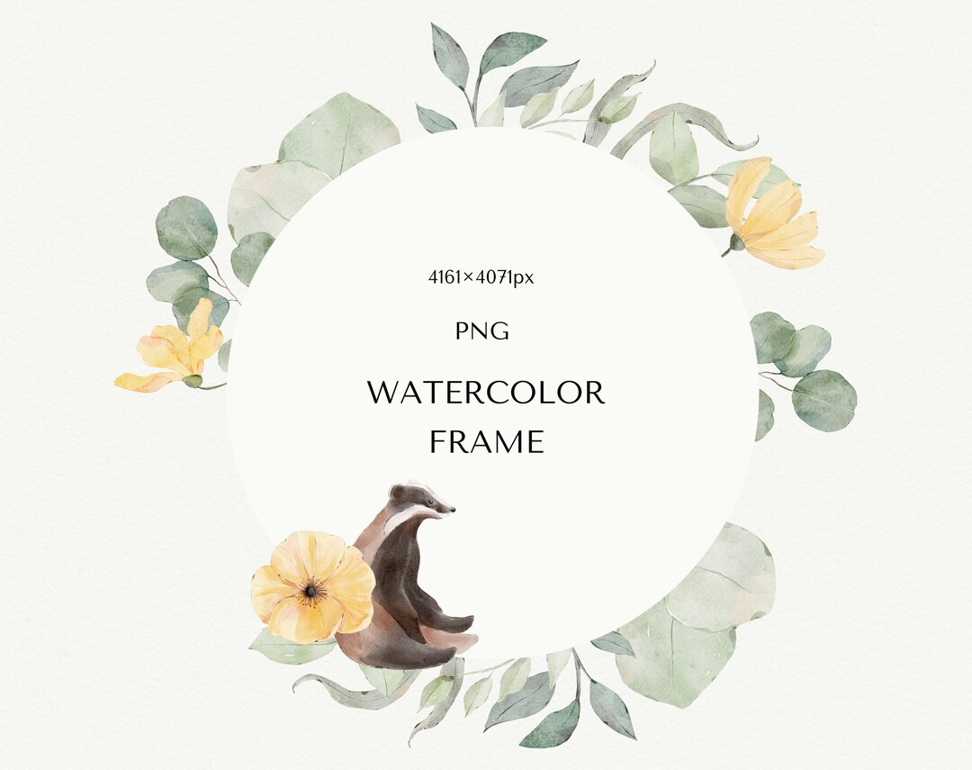 Watercolor Wildflower Frame, Watercolor Floral Frame Clipart, Botanical ...