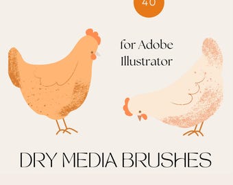 Dry Media Brushes for Adobe Illustrator, Vector Splatter Brushes, Digital Brush Stroke for Textured Drawing in Illustrator