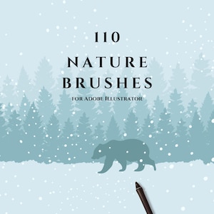 Adobe Illustrator Nature Brush Kit: Vector Foliage, Trees, Animals, Snowfall (AI File)