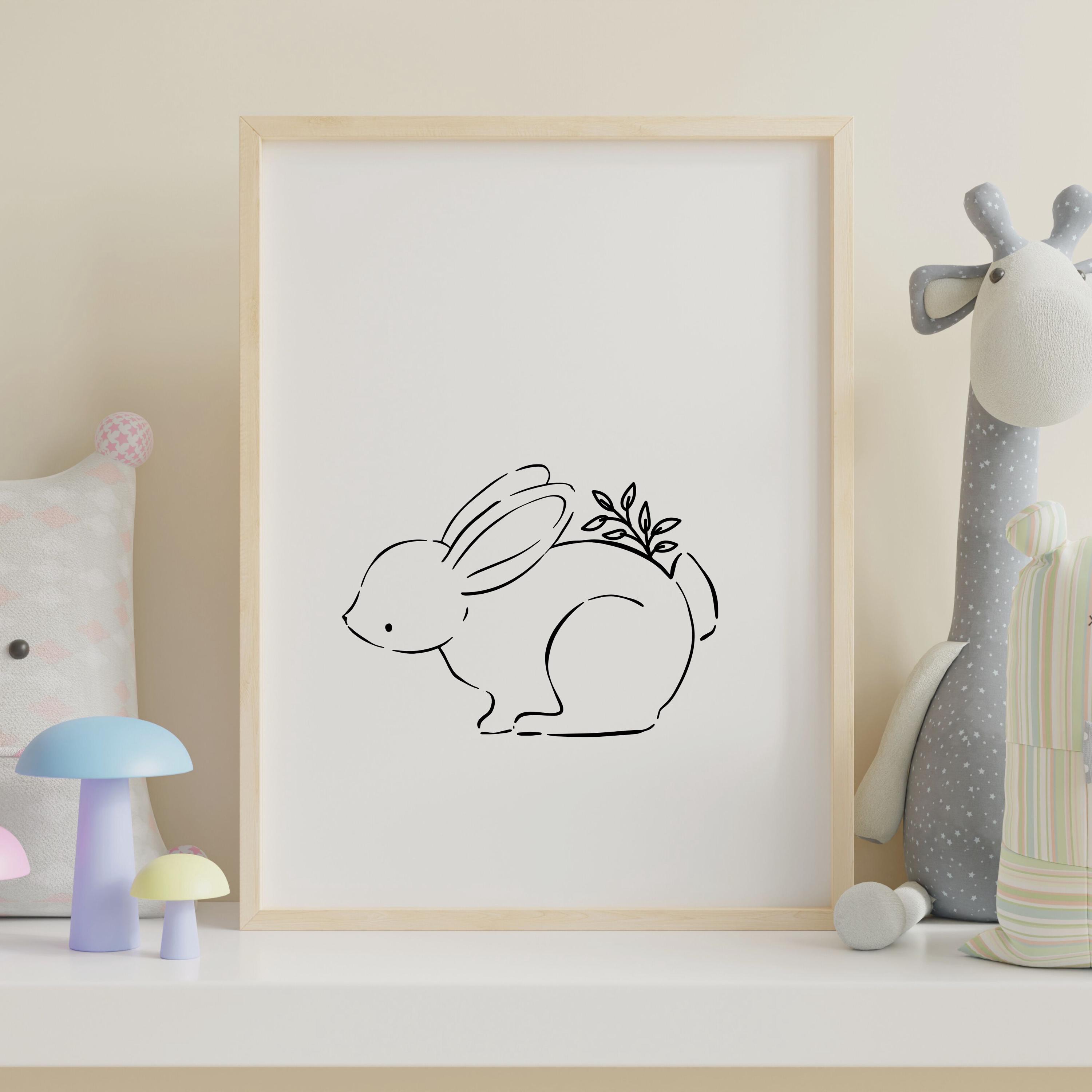 Bunny Line Art SVG: Floral Rabbit Clipart (PNG, SVG) - Etsy