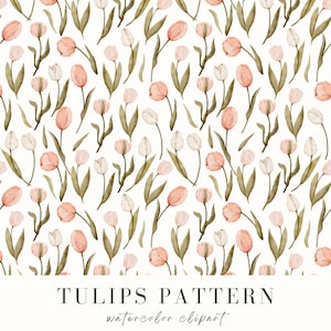 Aquarell Tulpe Musterdesign, digitales Papier, rosa Tulpe PNG, Blumen Musterdesign, Sublimation für Stoff, Scrapbook Blumenmuster
