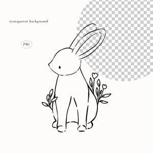 Bunny Line Art SVG: Floral Rabbit Clipart (PNG, SVG) - Etsy
