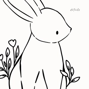 Bunny Line Art SVG: Floral Rabbit Clipart (PNG, SVG) - Etsy
