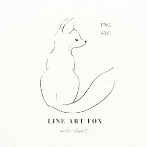Line Art Fox, Hand-Drawn Illustration (SVG, PNG)