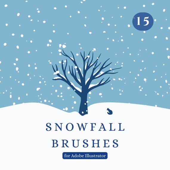 Adobe Illustrator Snowfall Brushes: Vector Snow Brush Set (AI File)