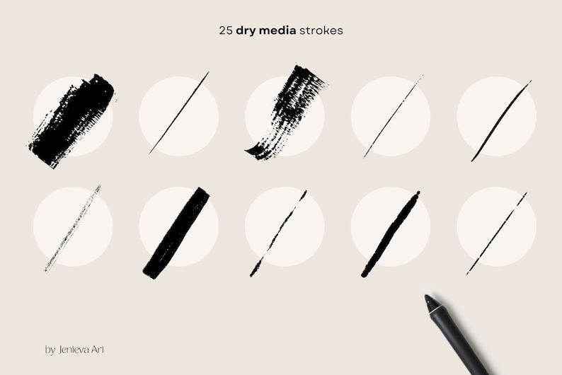 Adobe Illustrator Dry Media Brushes: Vektorstänk och texturpenslar (AI-fil) bild 4
