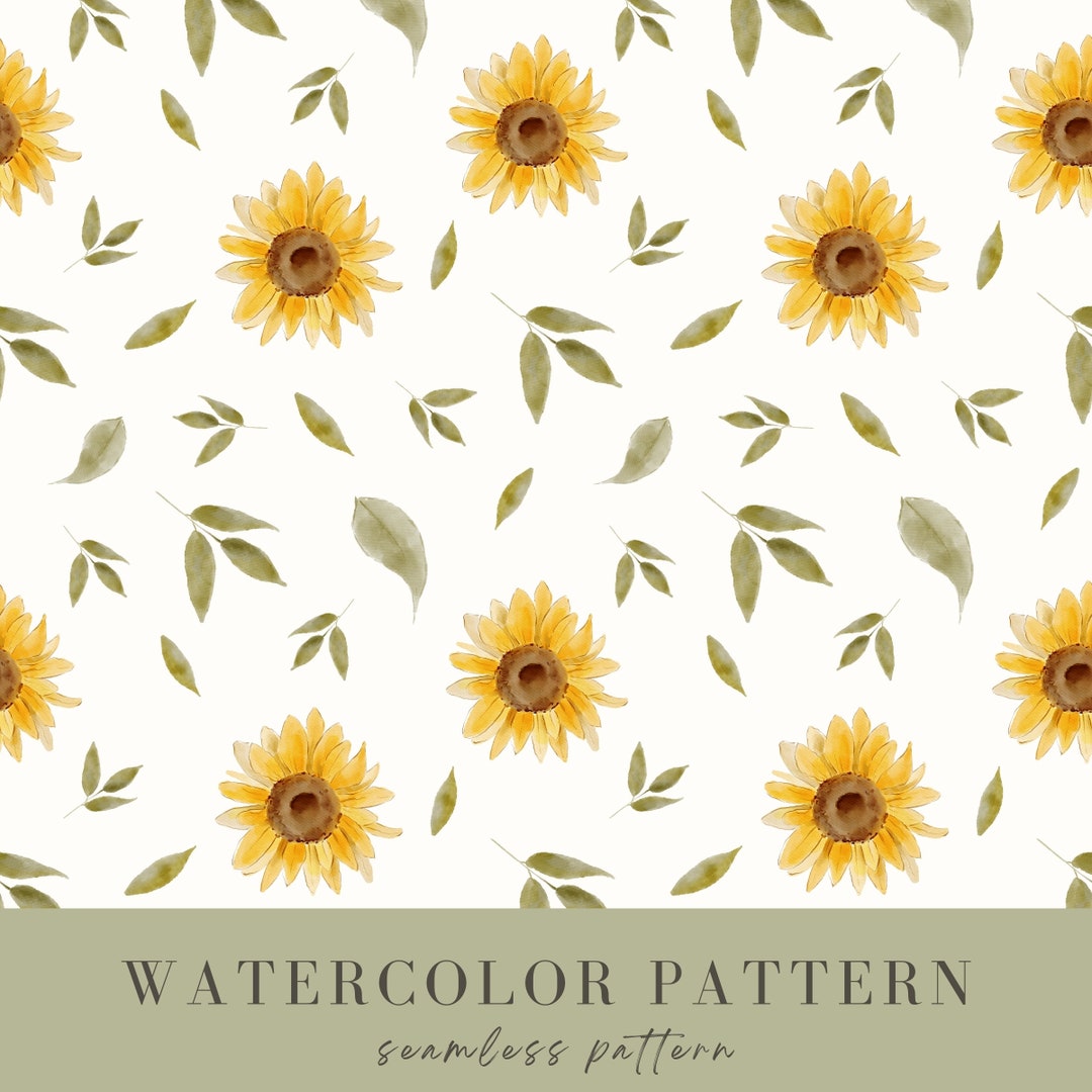 Watercolor Sunflower Seamless Pattern: Floral Fabric Design (PNG) - Etsy