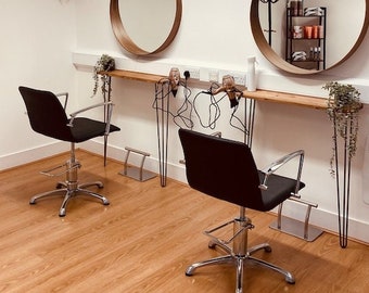 Salon / Hair-dressing slim table with Steel 3 ROD Hairpin Legs - Modern Entryway Table UK - Fast delivery