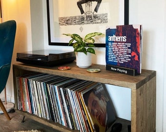 HENDRIX // Rustic Boho Vinyl Storage Unit / Record Player stand // Reclaimed wood / Media Unit