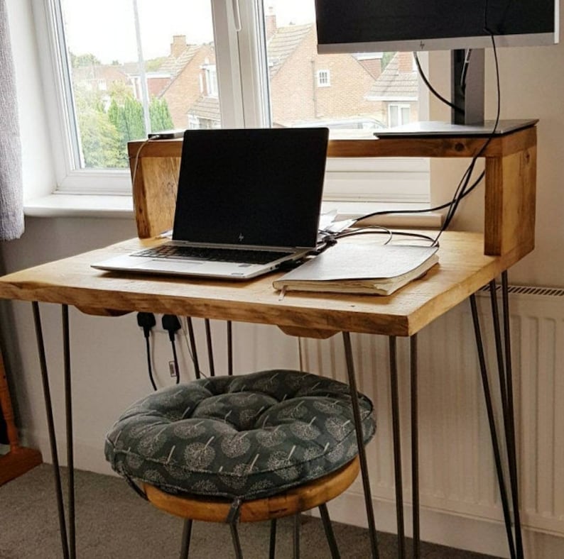 Sustainable Home Office Desk With Built in Monitor Riser Etsy