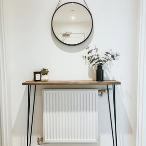 Rustic Hallway / Narrow Entryway Console Table with Steel 3 ROD Hairpin Legs -Modern Entryway Table UK - Fast delivery / Lovely gift