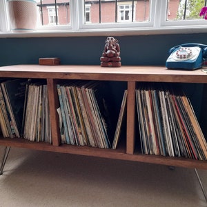 PRESLEY //  Rustic / Boho Sustainable Solid wood Record Storage unit with dividers