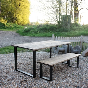 Indoor/ Outdoor solid wood rustic dining table - optional bench - size and other leg options available