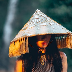 Conical Hat / Burning Man / Music Festival Accessories / Vietnam Hat / Asian straw hat / bamboo hat image 1
